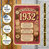 1932 The Year You Were Born Aluminum Sign – Vintage Birthday & Anniversary Gift