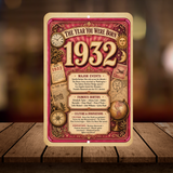 1932 The Year You Were Born Aluminum Sign – Vintage Birthday & Anniversary Gift