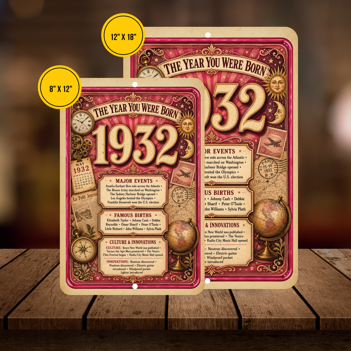 1932 The Year You Were Born Aluminum Sign – Vintage Birthday & Anniversary Gift