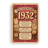 1932 The Year You Were Born Aluminum Sign – Vintage Birthday & Anniversary Gift