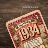 1934 The Year You Were Born Aluminum Sign – Vintage Birthday & Anniversary Gift