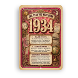 1934 The Year You Were Born Aluminum Sign – Vintage Birthday & Anniversary Gift