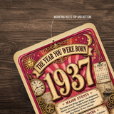 1937 The Year You Were Born Aluminum Sign – Vintage Birthday & Anniversary Gift