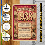 1938 The Year You Were Born Aluminum Sign – Vintage Birthday & Anniversary Gift