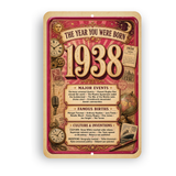 1938 The Year You Were Born Aluminum Sign – Vintage Birthday & Anniversary Gift