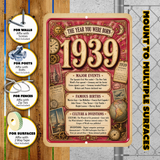 1939 The Year You Were Born Aluminum Sign – Vintage Birthday & Anniversary Gift