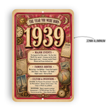 1939 The Year You Were Born Aluminum Sign – Vintage Birthday & Anniversary Gift