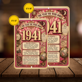 1941 The Year You Were Born Aluminum Sign – Vintage Birthday & Anniversary Gift