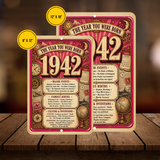 1942 The Year You Were Born Aluminum Sign – Vintage Birthday & Anniversary Gift
