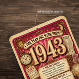 1943 The Year You Were Born Aluminum Sign – Vintage Birthday & Anniversary Gift