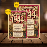 1944 The Year You Were Born Aluminum Sign – Vintage Birthday & Anniversary Gift