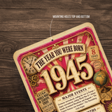 1945 The Year You Were Born Aluminum Sign – Vintage Birthday & Anniversary Gift