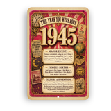1945 The Year You Were Born Aluminum Sign – Vintage Birthday & Anniversary Gift