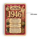1946 The Year You Were Born Aluminum Sign – Vintage Birthday & Anniversary Gift
