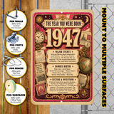 1947 The Year You Were Born Aluminum Sign – Vintage Birthday & Anniversary Gift