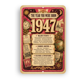 1947 The Year You Were Born Aluminum Sign – Vintage Birthday & Anniversary Gift