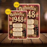 1948 The Year You Were Born Aluminum Sign – Vintage Birthday & Anniversary Gift
