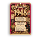 1948 The Year You Were Born Aluminum Sign – Vintage Birthday & Anniversary Gift