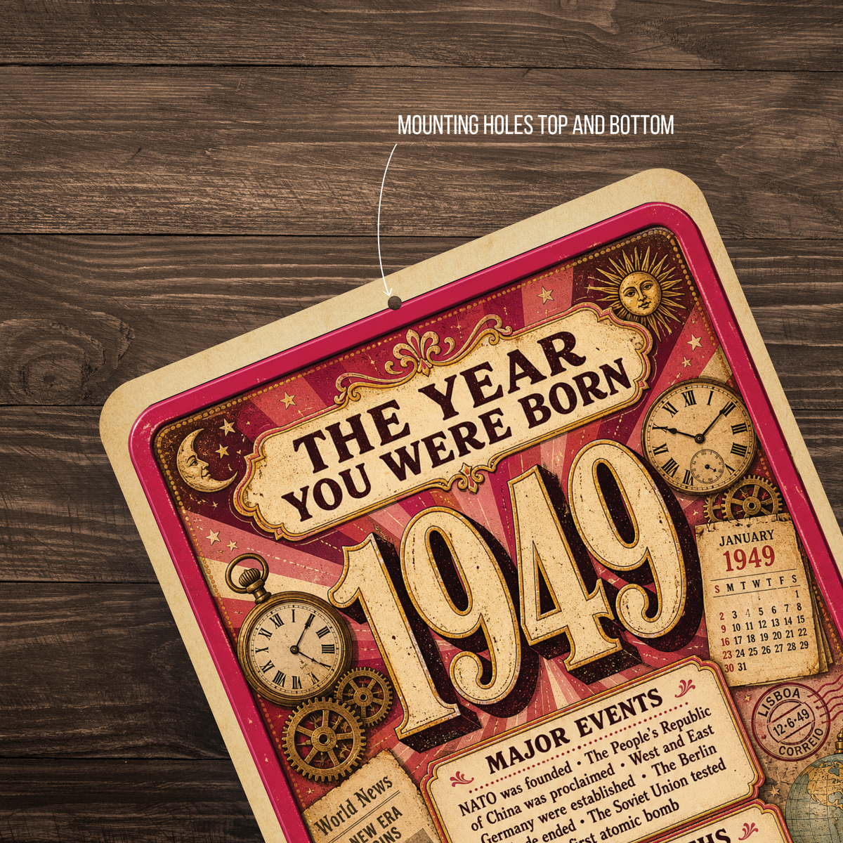 1949 The Year You Were Born Aluminum Sign – Vintage Birthday & Anniversary Gift