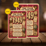 1949 The Year You Were Born Aluminum Sign – Vintage Birthday & Anniversary Gift