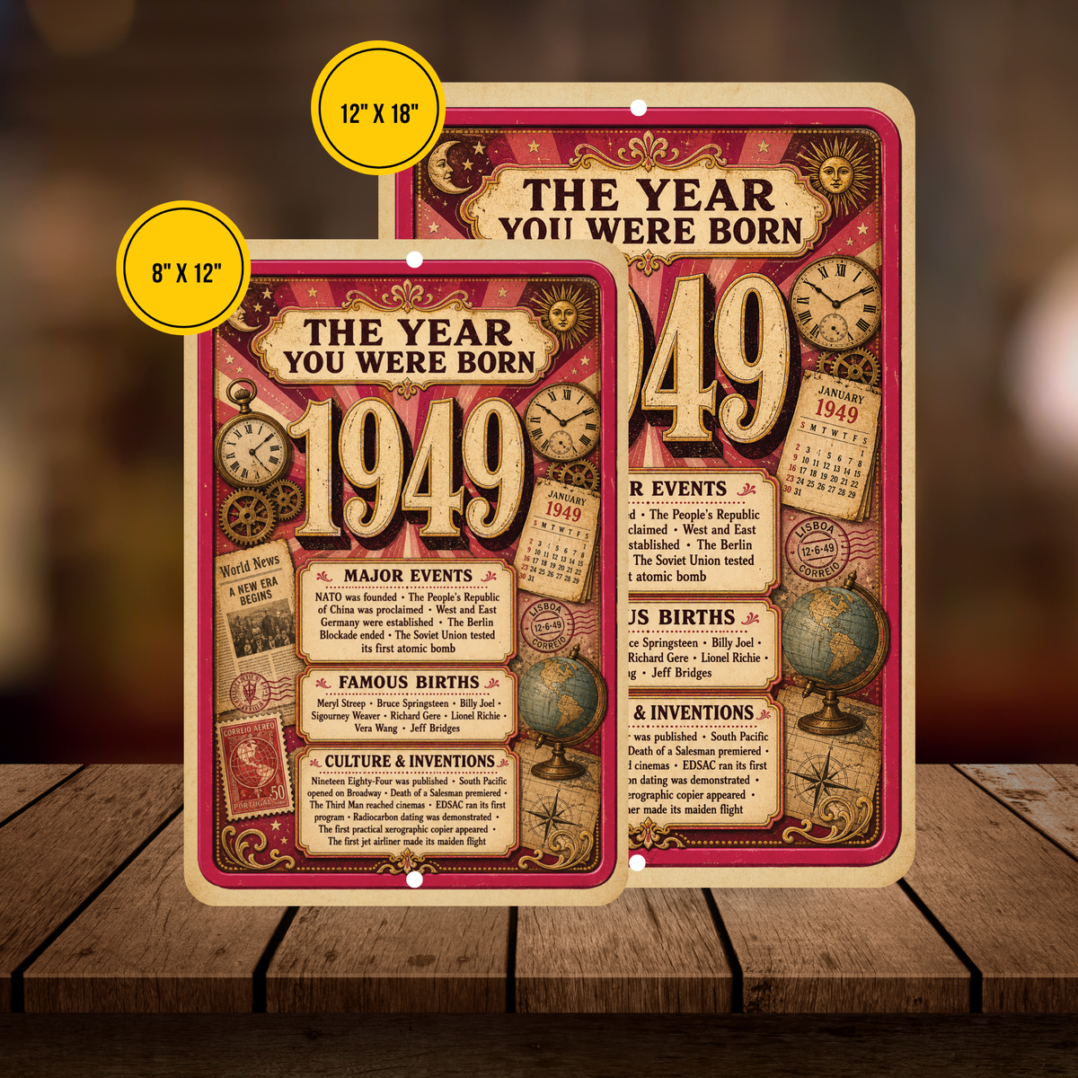 1949 The Year You Were Born Aluminum Sign – Vintage Birthday & Anniversary Gift