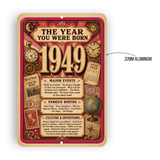 1949 The Year You Were Born Aluminum Sign – Vintage Birthday & Anniversary Gift