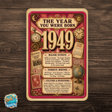 1949 The Year You Were Born Aluminum Sign – Vintage Birthday & Anniversary Gift