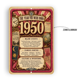 1950 The Year You Were Born Aluminum Sign – Vintage Birthday & Anniversary Gift