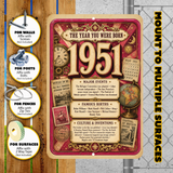 1951 The Year You Were Born Aluminum Sign – Vintage Birthday & Anniversary Gift