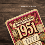 1951 The Year You Were Born Aluminum Sign – Vintage Birthday & Anniversary Gift