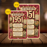 1951 The Year You Were Born Aluminum Sign – Vintage Birthday & Anniversary Gift