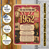 1952 The Year You Were Born Aluminum Sign – Vintage Birthday & Anniversary Gift