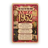 1952 The Year You Were Born Aluminum Sign – Vintage Birthday & Anniversary Gift