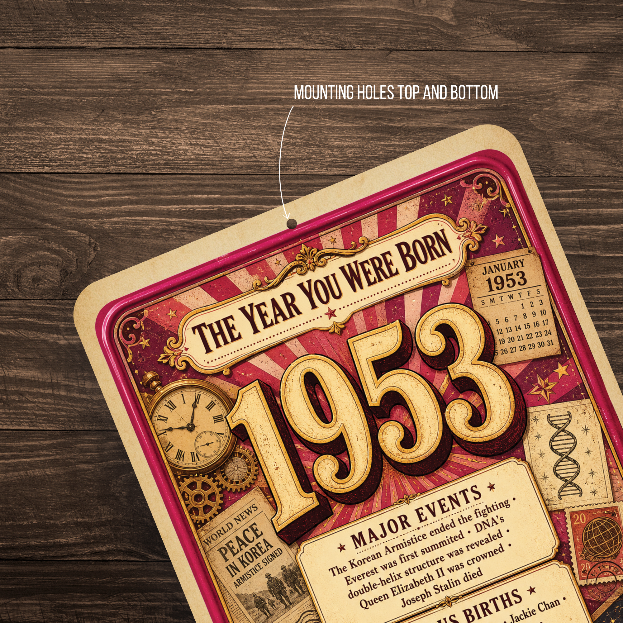 1953 The Year You Were Born Aluminum Sign – Vintage Birthday & Anniversary Gift