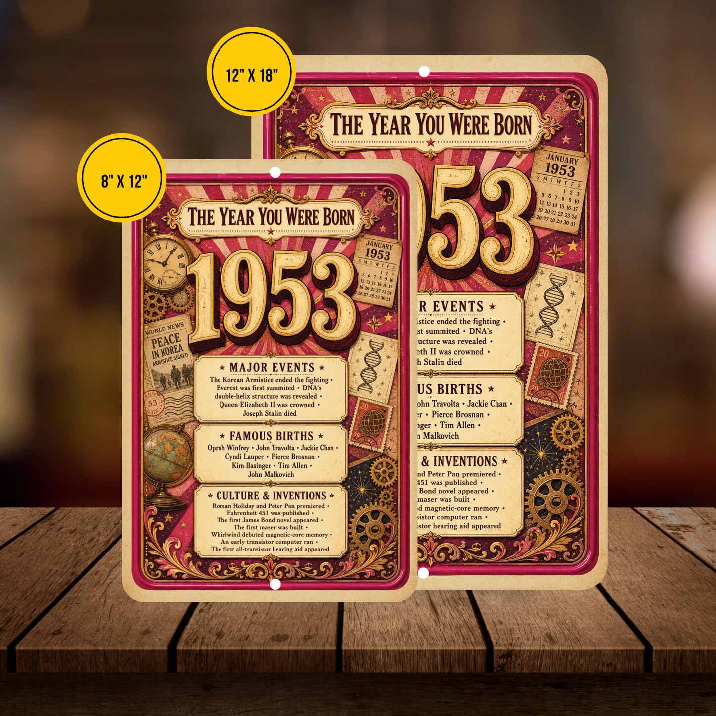 1953 The Year You Were Born Aluminum Sign – Vintage Birthday & Anniversary Gift