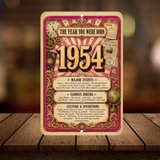 1954 The Year You Were Born Aluminum Sign – Vintage Birthday & Anniversary Gift