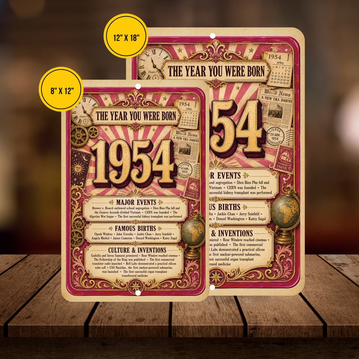 1954 The Year You Were Born Aluminum Sign – Vintage Birthday & Anniversary Gift