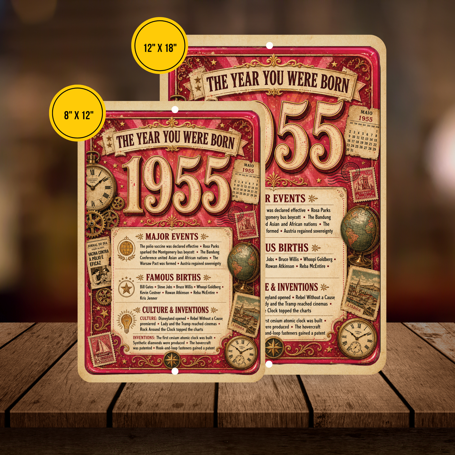 1955 The Year You Were Born Aluminum Sign – Vintage Birthday & Anniversary Gift