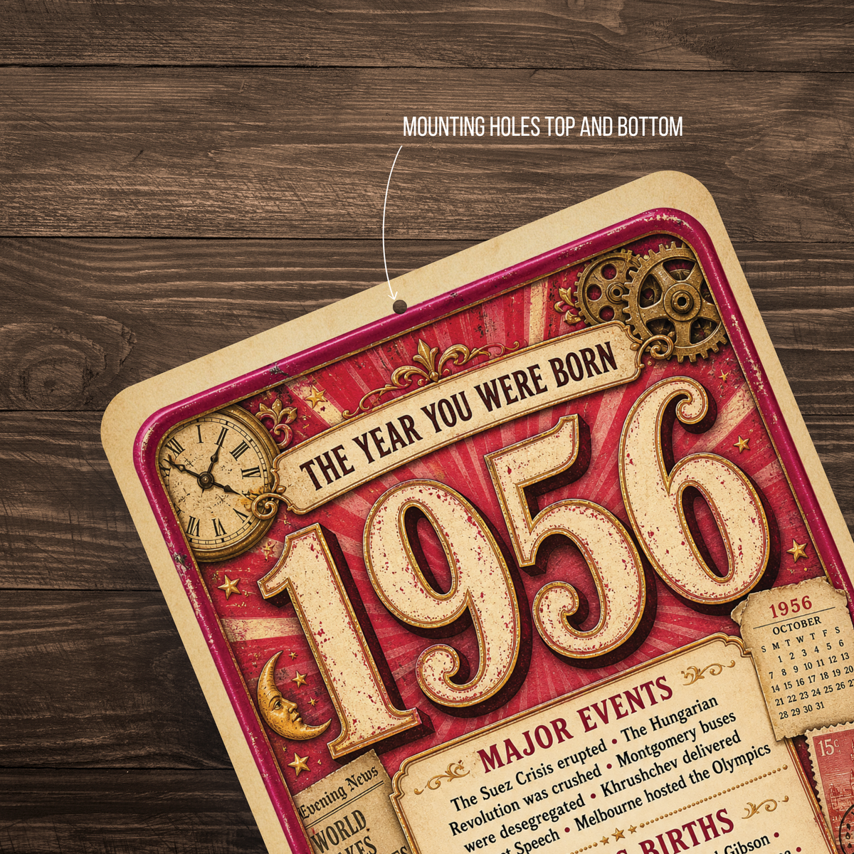 1956 The Year You Were Born Aluminum Sign – Vintage Birthday & Anniversary Gift