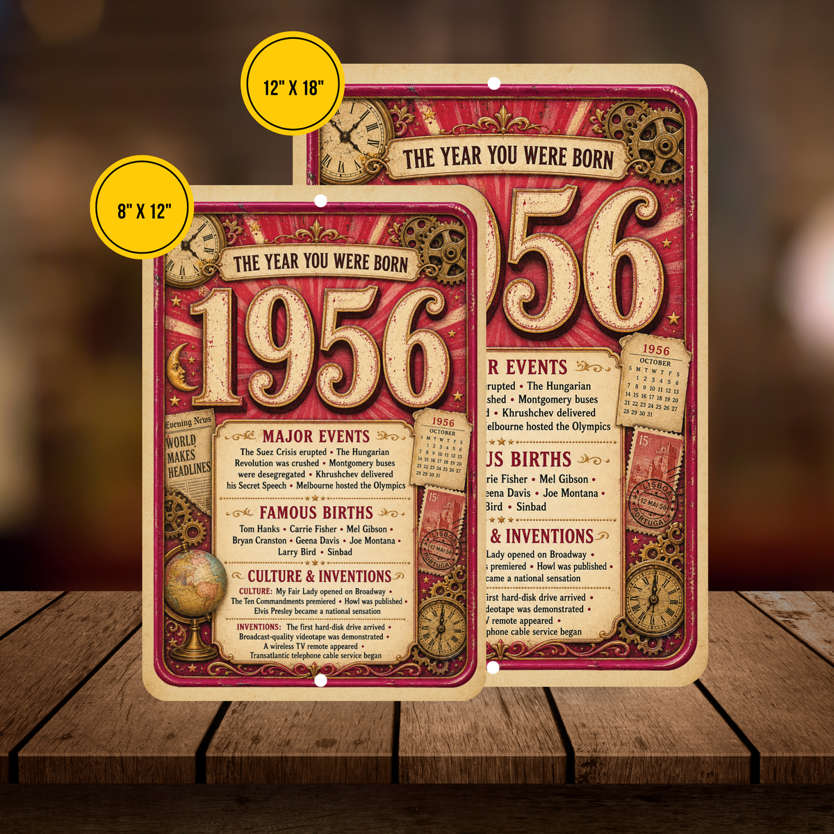 1956 The Year You Were Born Aluminum Sign – Vintage Birthday & Anniversary Gift