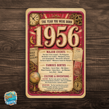 1956 The Year You Were Born Aluminum Sign – Vintage Birthday & Anniversary Gift