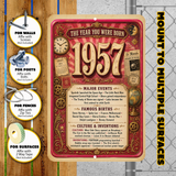 1957 The Year You Were Born Aluminum Sign – Vintage Birthday & Anniversary Gift
