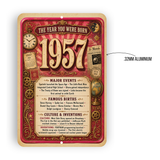 1957 The Year You Were Born Aluminum Sign – Vintage Birthday & Anniversary Gift