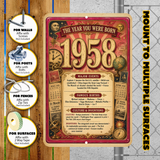 1958 The Year You Were Born Aluminum Sign – Vintage Birthday & Anniversary Gift