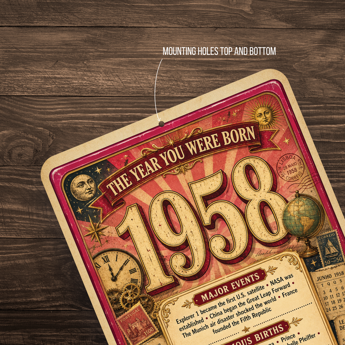 1958 The Year You Were Born Aluminum Sign – Vintage Birthday & Anniversary Gift