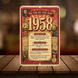 1958 The Year You Were Born Aluminum Sign – Vintage Birthday & Anniversary Gift