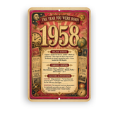 1958 The Year You Were Born Aluminum Sign – Vintage Birthday & Anniversary Gift