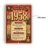 1958 The Year You Were Born Aluminum Sign – Vintage Birthday & Anniversary Gift