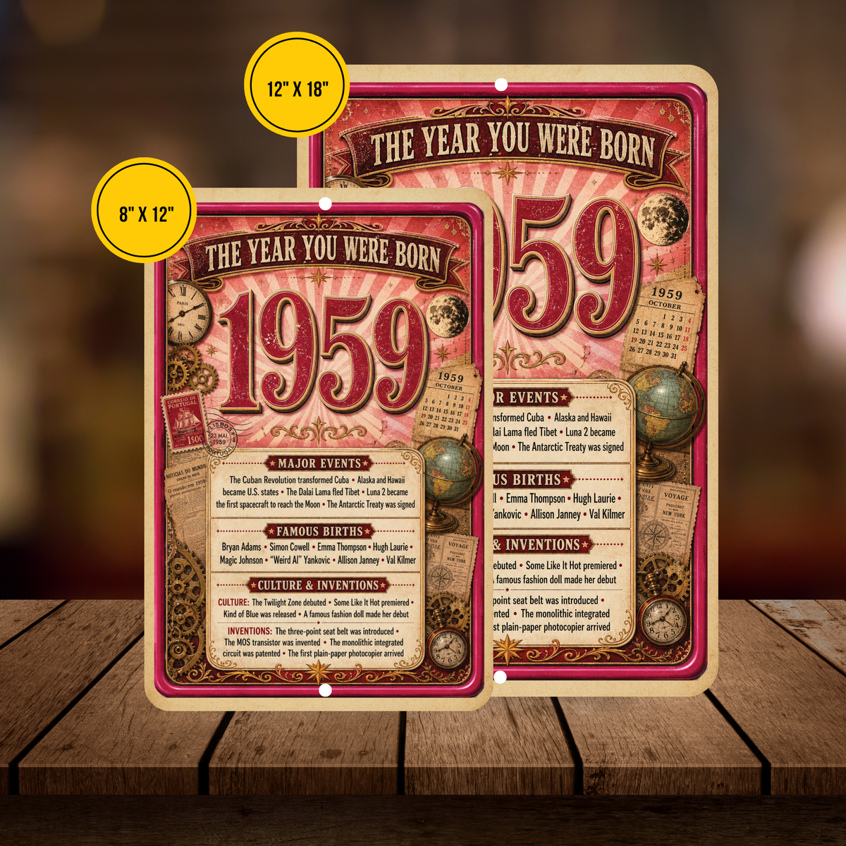 1959 The Year You Were Born Aluminum Sign – Vintage Birthday & Anniversary Gift
