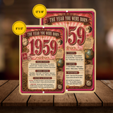 1959 The Year You Were Born Aluminum Sign – Vintage Birthday & Anniversary Gift